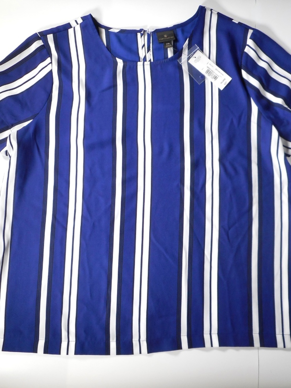 NWT Worthington Verve Violet Stripe XXL Top Short Sleeve Career Business Casual
